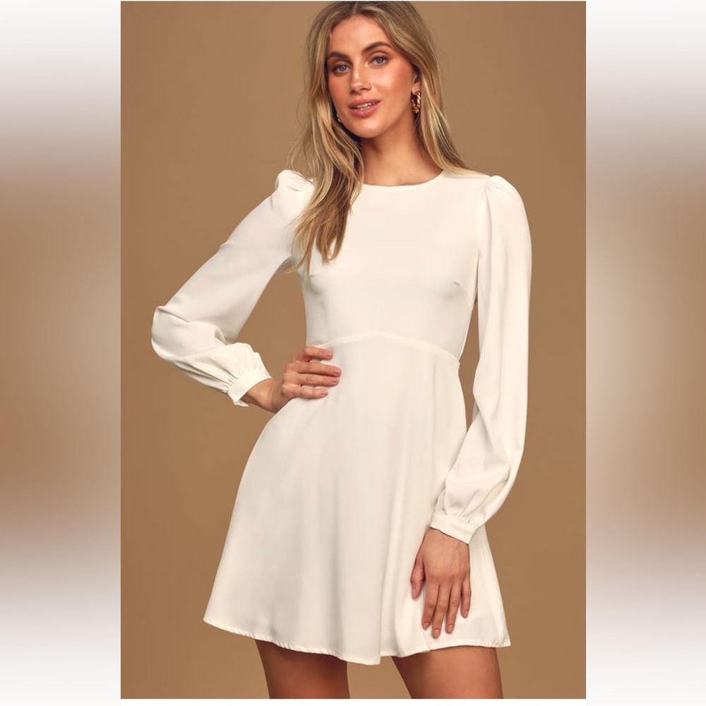 Lulus long sleeve perfect bridal dress, size L